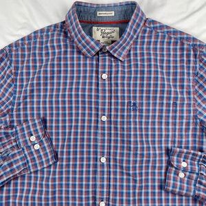 EUC Large Slim Fit Penguin Plaid LS Button Down